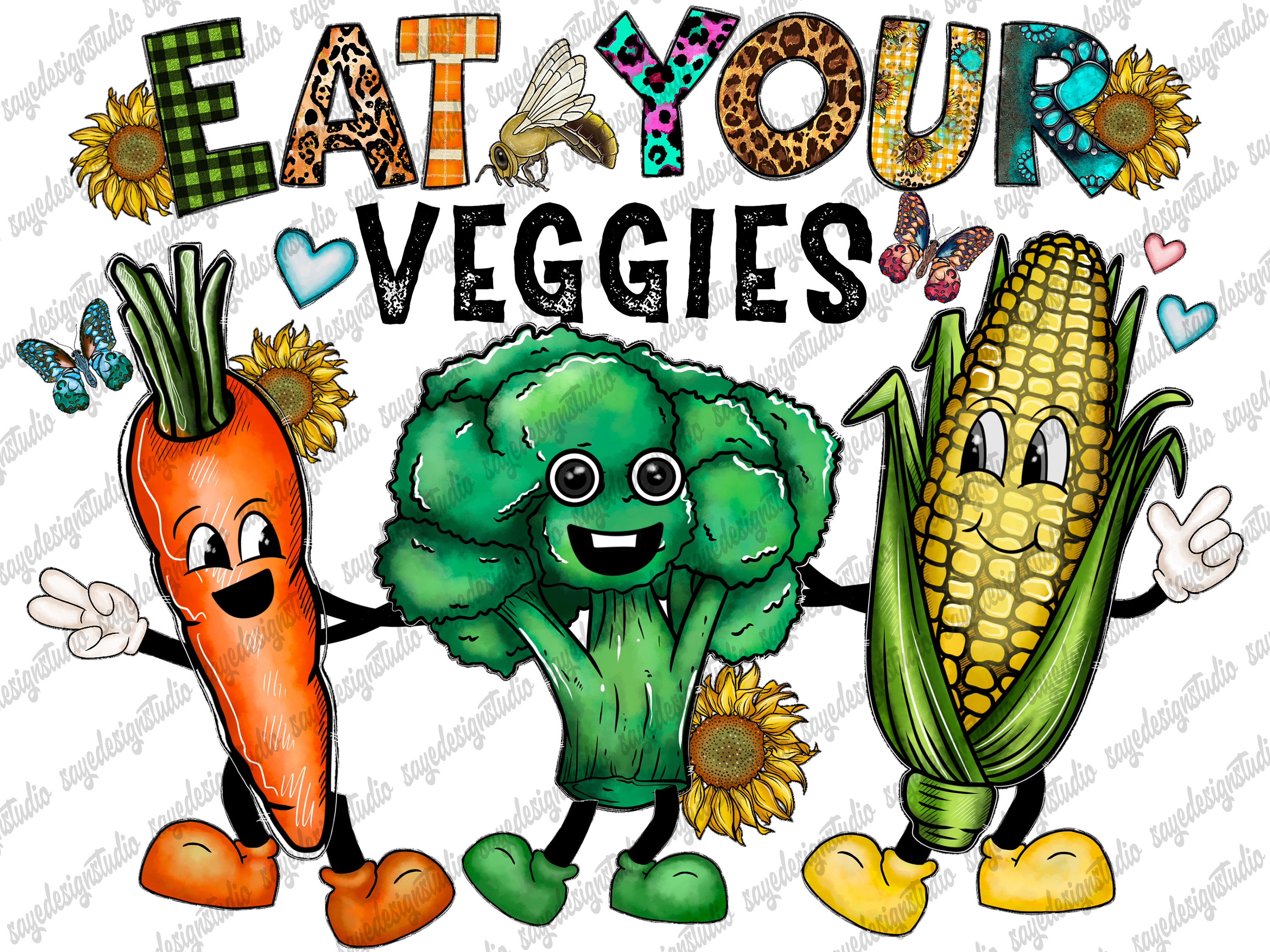 Eat your Veggies Png Sublimation Farmers Market, Retro, Lettuce, Carrot, Tomatoes, Vegan, Vegan Design, Sublimation Design,Digital Download