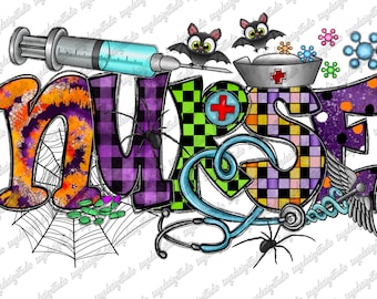 Halloween Nurse PNG: Trick or Treat Sublimation Design (Digital Download)
