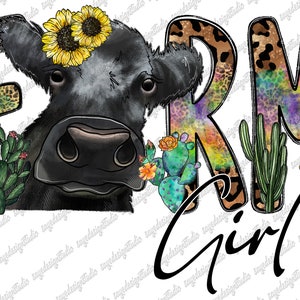 Farm Girl Png, Farm Png, Farm Design PNG, Western, Country, Cow Png, Cow Girl, Girl Png, Cactus, Digital Download, Sublimation Design