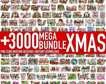 3000+ Christmas Bundle Sublimation, XMAS PNG, Christmas T-shirt Designs, Tumblers, Transparent PNG, Sublimation Designs, Digital Download