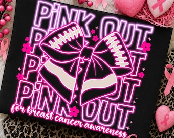Pink Out Cheer Bow PNG, Football Breast Cancer Awareness Design (Digital Download)