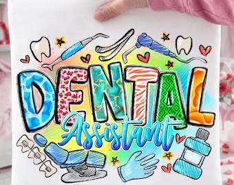 Dental Assistant Teeth PNG, Trendy Sublimation Design (Digital Download)