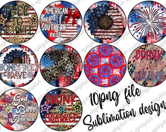 4th of July Car Coaster PNG: Western American Sublimation Design (Instant Download)