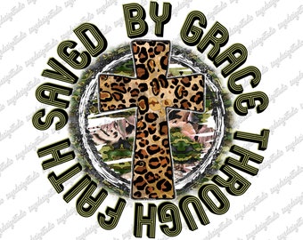 Christian Cross PNG: Leopard Print, Camo - Sublimation Design (Digital Download)