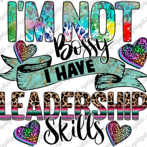 Sassy Leadership Skills PNG: Leopard Heart Tie Dye (Digital Download)