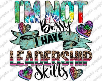 Sassy Leadership Skills PNG: Leopard Heart Tie Dye (Digital Download)