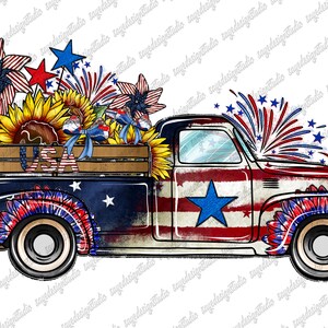 USA Truck Png, USA Png, Western, 4th of July, American Flag, Truck Png, Fireworks Png, American Truck, Digital Download,Sublimation Design