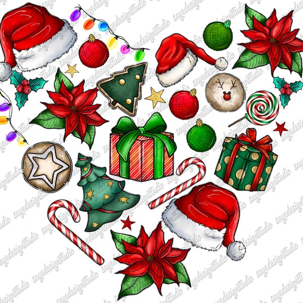 Christmas Heart PNG,Christmas Drink Png,Christmas Trees,Santa Claus,Merry Christmas,Coffee,Heart,Western,Digital Download,Sublimation Design