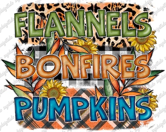 Flannels Bonfires Pumpkins PNG: Western Fall Design (Digital Download)