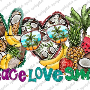Peace Love Summer Sublimation Design Png, Hand Drawn Sublimation, Pineapple Png, Peace Love Design, Instant Download, Digital Print, Summer
