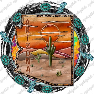Arizona Map Png, Western Design, Arizona Png, Country, Desert, Arizona Design,Cactus,Western Sublimation,Digital Download,Sublimation Design