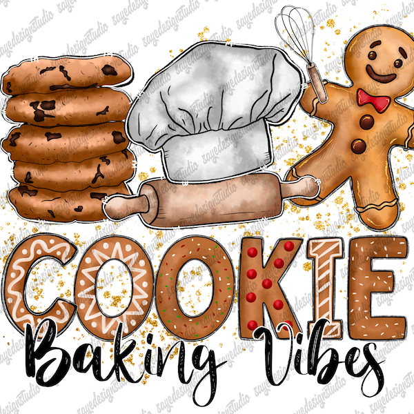Cookie Baking Vibes Png, Baking Crew Png, Digital Download, Cookie Png, Merry Christmas, Christmas Png, Sublimation Designs Downloads
