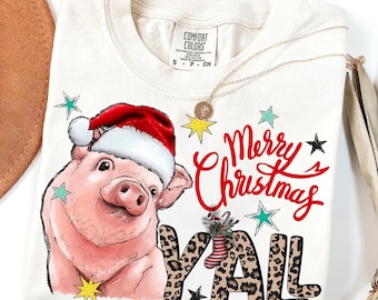 Merry Christmas Pig PNG: Funny Y'all Design (Digital Download)