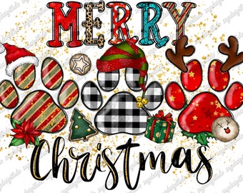 Merry Christmas paws, paw print sublimation design, Christmas sublimation, Christmas sublimation designs digital, sublimation designs