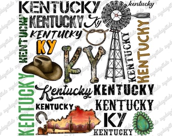 Kentucky Western Design PNG File: Turquoise, Cactus (Digital Download)