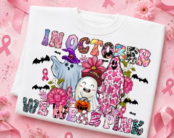 Breast Cancer Awareness Ghost Halloween PNG (Digital Download)