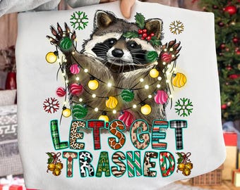 Trashy Christmas Raccoon PNG: Funny Holiday Design (Digital Download)