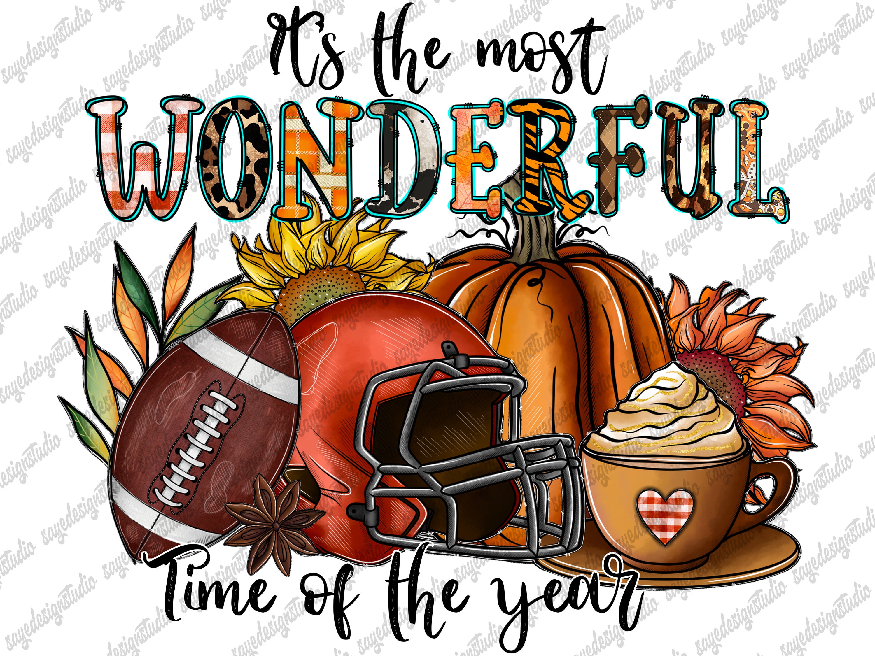 It's The Most Wonderful Time Of The Year Png, Football PNG,Pumpkin Png, Fall Png, Fall Football, Leopard,Sublimation Design,Digital Download