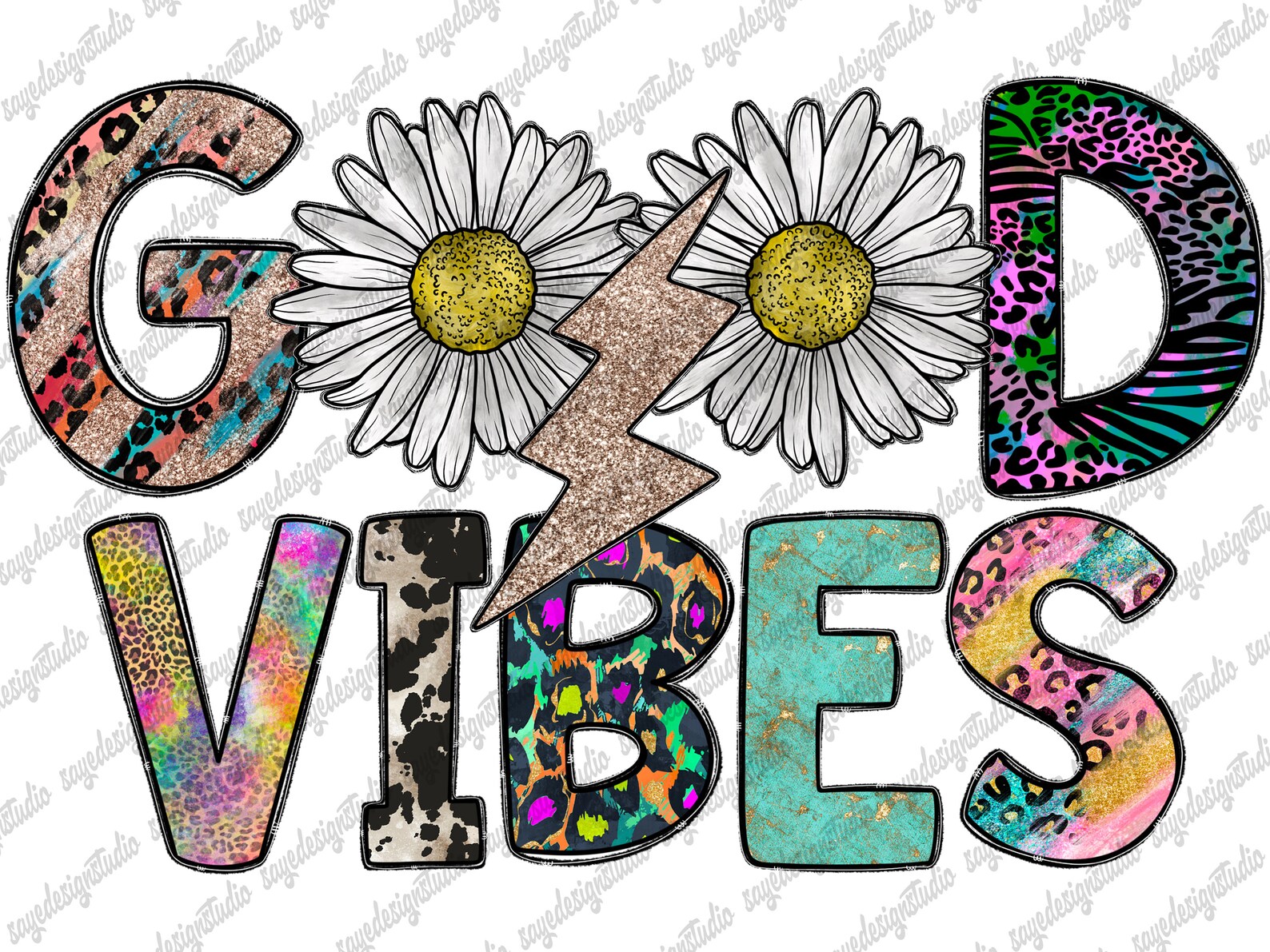 Good Vibes Png Daisy Png Flowers Tie Dye Good Vibes Etsy