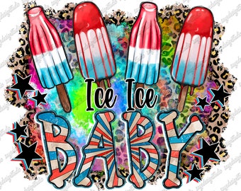 Ice Cream USA Flag PNG: 4th of July Sublimation Design (Digital Download)