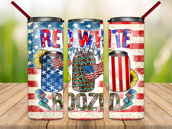 Red White and Boozed Png American Tumbler Png 20oz Skinny - Etsy