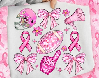 Breast Cancer Football PNG, Pink Ribbon Awareness Design (Digital Download)