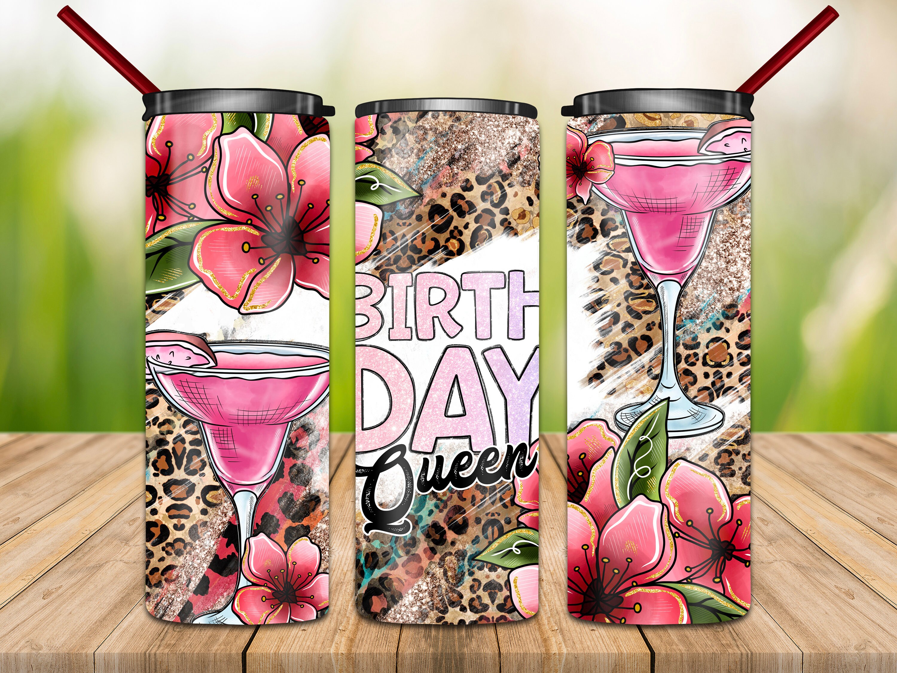 Birthday Queen Tumbler, Western Tumbler Png, 20oz Skinny Tumbler, Queen Png, Margarita Png, Pink, Birthday Png, Sublimation Tumbler
