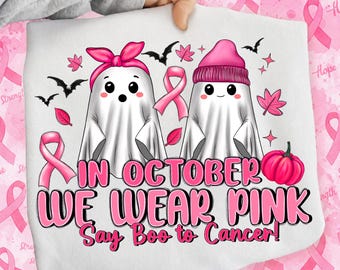 Breast Cancer Awareness PNG, October Pink Ribbon Ghost Design (Digital Download)