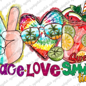 Peace Love Summer Sublimation Design (PNG Digital Download)