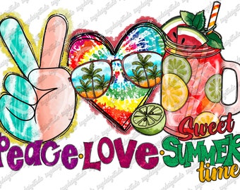 Peace Love Summer Sublimation Design (PNG Digital Download)