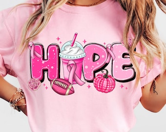Hope Breast Cancer PNG, Pink Ribbon Football Pumpkin Awareness Design (Digital Download)