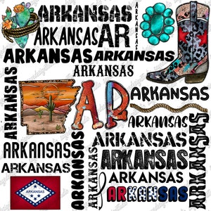 Arkansas Png File, Western, Arkansas Design, Gemstone Turquoise,Cactus,Arkansas Map,AR Png, Typography, Digital Download, Sublimation Design