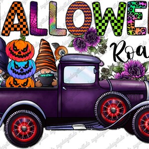 Halloween Truck PNG: Gnomes & Pumpkins Sublimation Design (Digital Download)
