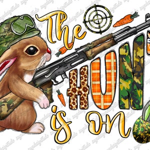 Easter Bunny Hunter PNG: Funny Sublimation Design (Digital Download)