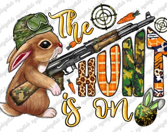 Easter Bunny Hunter PNG: Funny Sublimation Design (Digital Download)