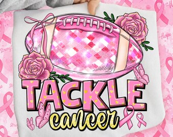 Tackle Cancer Football PNG, Breast Cancer Awareness Sublimation Design (Digital Download)