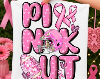 Pink Out Football Helmet PNG, Breast Cancer Awareness Sublimation Design (Digital Download)
