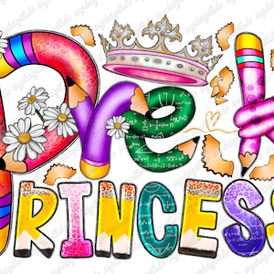 Pre-K Princess PNG, Back To School png, Princess png, Teacher Design, School Png, Pre-k Design, Digital Download, Sublimation Design