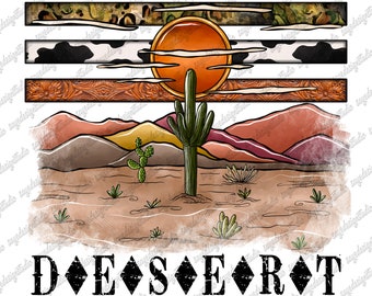 Desert Leopard Cactus PNG: Western Sublimation Design (Digital Download)