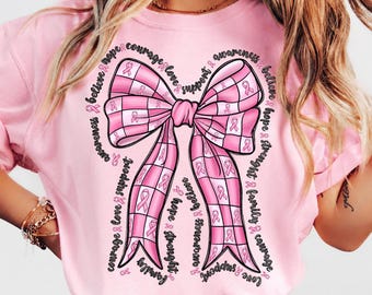 Breast Cancer Awareness Bow PNG, Pink Ribbon Sublimation Design (Digital Download)