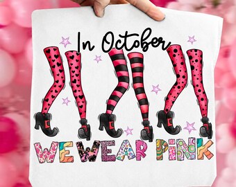 Breast Cancer Awareness Witch Legs PNG, October Pink Ribbon Sublimation Design (Digital Download)