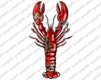 Leopard Crawfish Watercolor Design (Digital Download PNG)