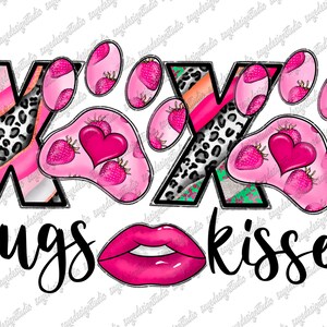 Xoxo hugs and kisses paws png sublimation design download, Happy Valentine&#39;s Day png, Valentine&#39;s paws png, sublimate designs download
