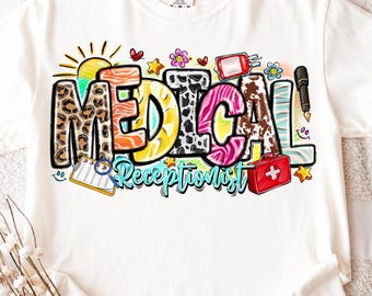 Medical Receptionist PNG, Sublimation Design, Vintage Nurse Clipart (Digital Download)