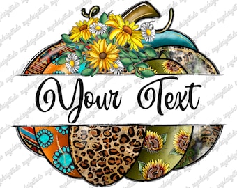 Sunflower Pumpkin PNG: Western Fall Design (Digital Download)