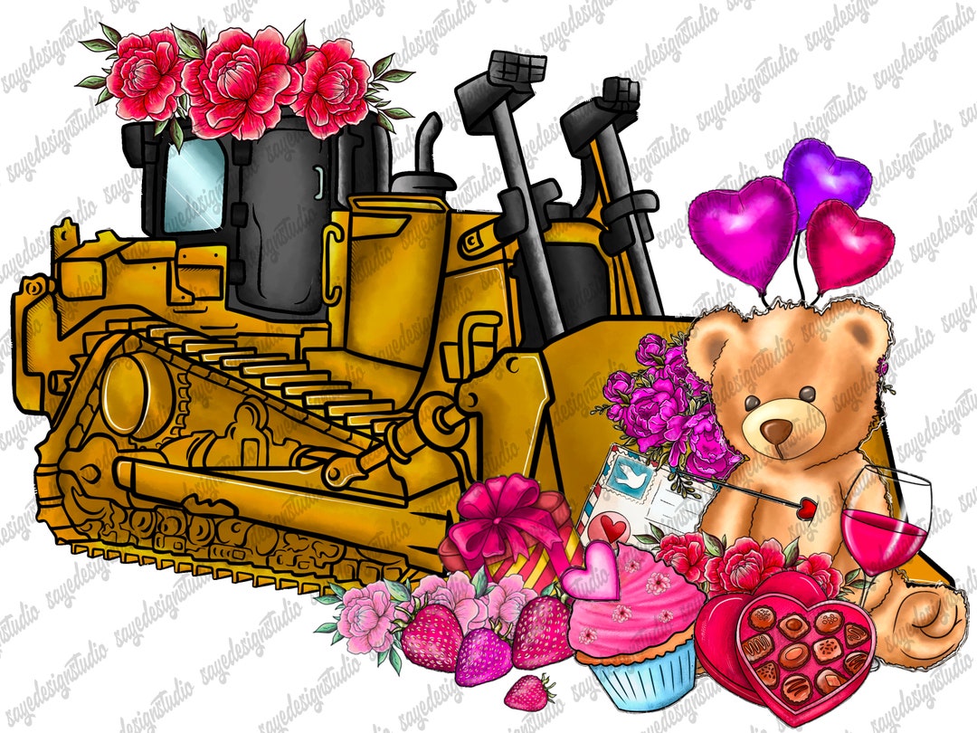 Backhoe Loader Valentine PNG, Backhoe Loader Png, Heart Png, Valentine ...