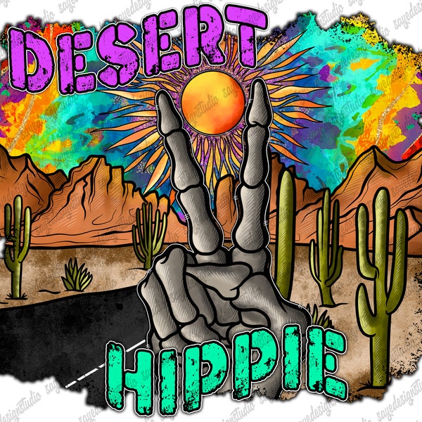 Desert Hippie Png, Western, Desert Png, Skeleton, Hippie Soul Png, Skeleton Peace,Tie Dye,Country,Hippie,Digital Download,Sublimation Design