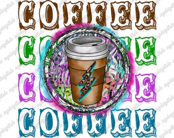 Leopard Coffee Bean PNG: Western Sublimation Design (Digital Download)