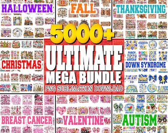 Ultimate 5000+ PNG Design Mega Bundle,Sublimation & T-Shirt Designs,Commercial Use Clipart Bundle,Instant Download PNG,Sublimation Bundle