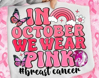 Breast Cancer Awareness PNG, October Wear Pink Butterfly Design (Digital Download)